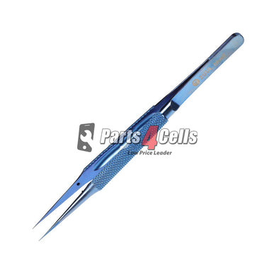 2UUL BlueT Straight Head Titanium Alloy 0.1mm Blue Tweezer for Precise Wire Jump-Parts4Cells