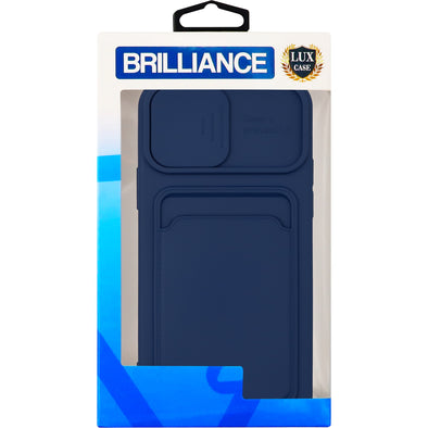 Brilliance LUX iPhone 12 Push window card case Navy Blue