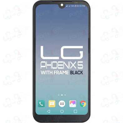 LG Phoenix 5 / K31 / K8X / K300 / Aristo 5  LCD with Touch + Frame Black with Volume & Power Flex