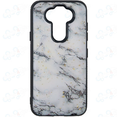 SAFIRE LG Aristo 5 Marble Case Chrome White