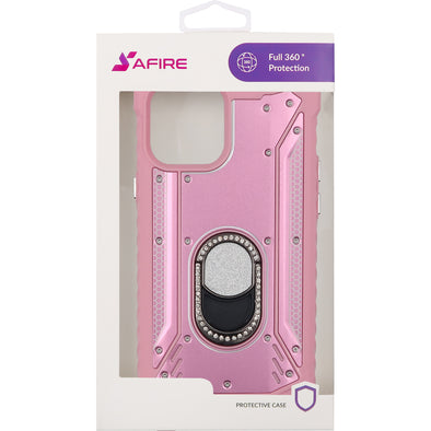 SAFIRE iPhone 12 Pro Max Magnetic Rugged Bling w/ Kickstand Case Pink