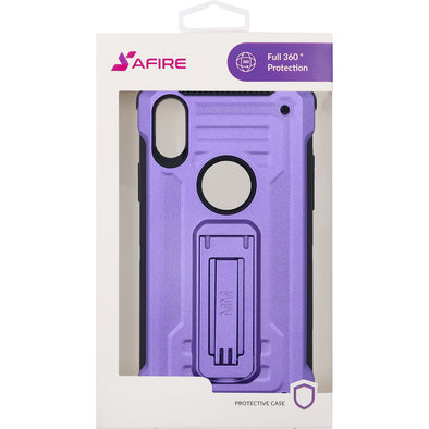 SAFIRE iPhone X / XS Kickstand w/ Tempered Glass Case Purple