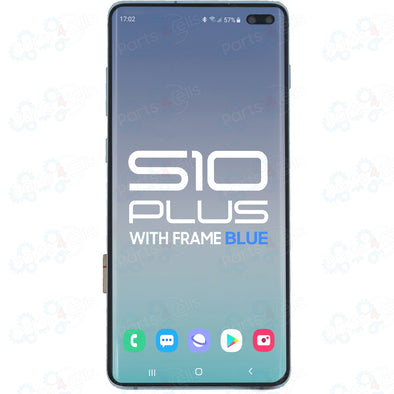 Samsung S10 Plus LCD with Touch + Frame Prism Blue SERVICE PACK