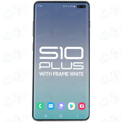 Samsung S10 Plus LCD with Touch + Frame Prism  White   SERVICE PACK