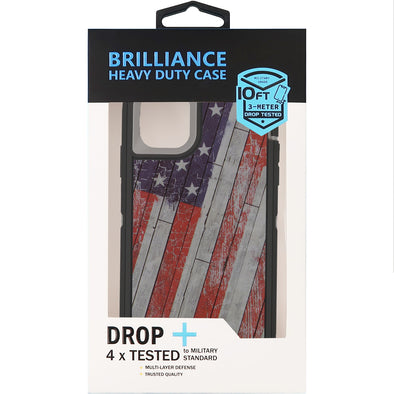 Brilliance HEAVY DUTY iPhone 11 Camo Series Case Wooden American Flag