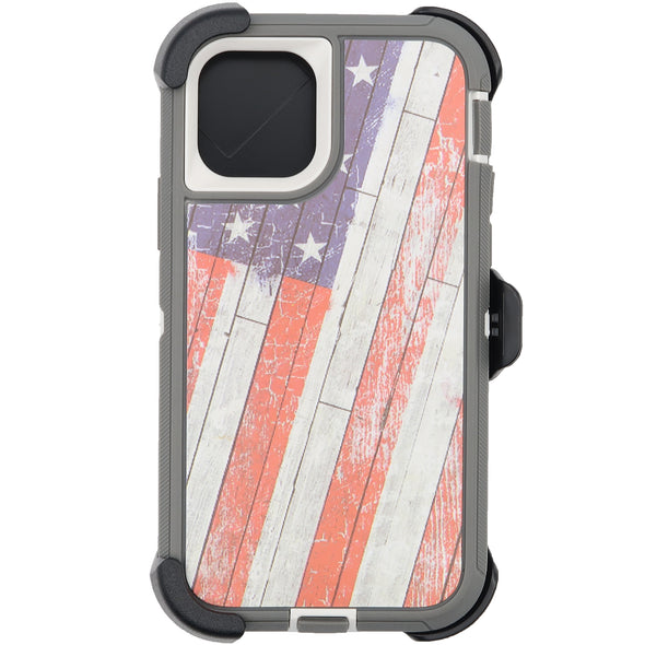 Brilliance HEAVY DUTY iPhone 11 Pro Camo Series Case Wooden American Flag