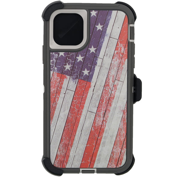 Brilliance HEAVY DUTY iPhone 11 Pro Max Camo Series Case Wooden American Flag