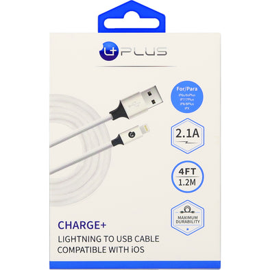 Uplus 4 Foot Iphone Charging USB to Light Cable White