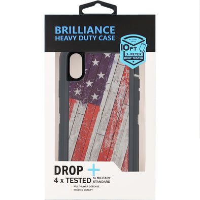 Brilliance HEAVY DUTY iPhone X / XS Camo Series Case Wooden American Flag