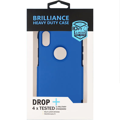 SAFIRE iPhone X / XS Kickstand w/ Tempered Glass Case Blue