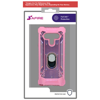 LG Stylo 6 Magnetic Rugged Bling Kickstand Case Pink - Parts4cells