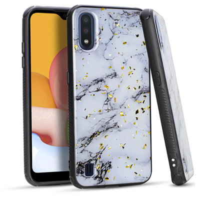 SAFIRE Samsung A01 SM-A015 2020 Marble Case Chrome White