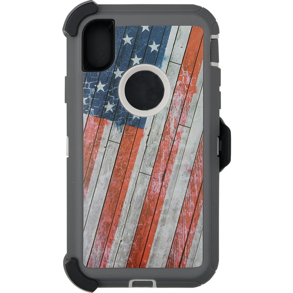 Brilliance HEAVY DUTY iPhone XR Camo Series Case With Circle Hole American Flag