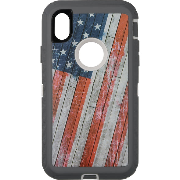 Brilliance HEAVY DUTY iPhone XR Camo Series Case With Circle Hole American Flag