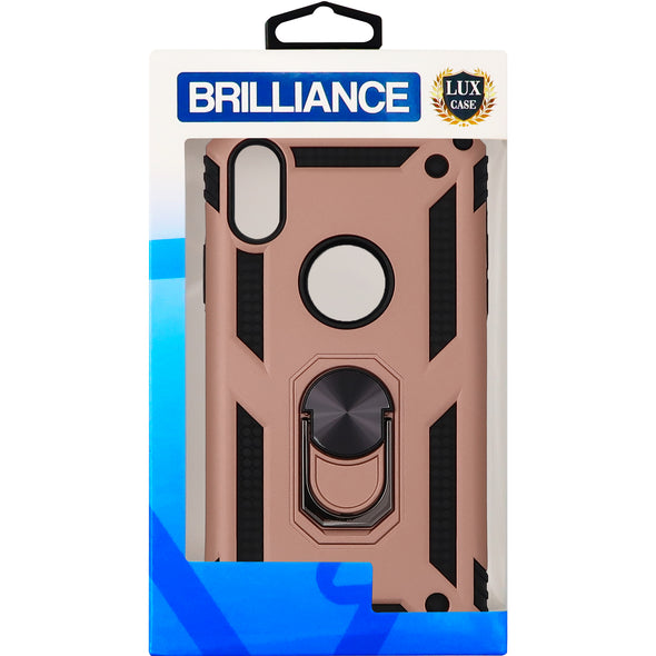 Brilliance LUX iPhone XR Sergeant Anti-fall Bracket Armor Case Peach