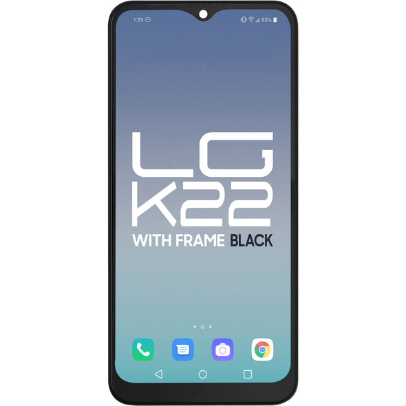 LG K22 LCD With Touch + Frame Black