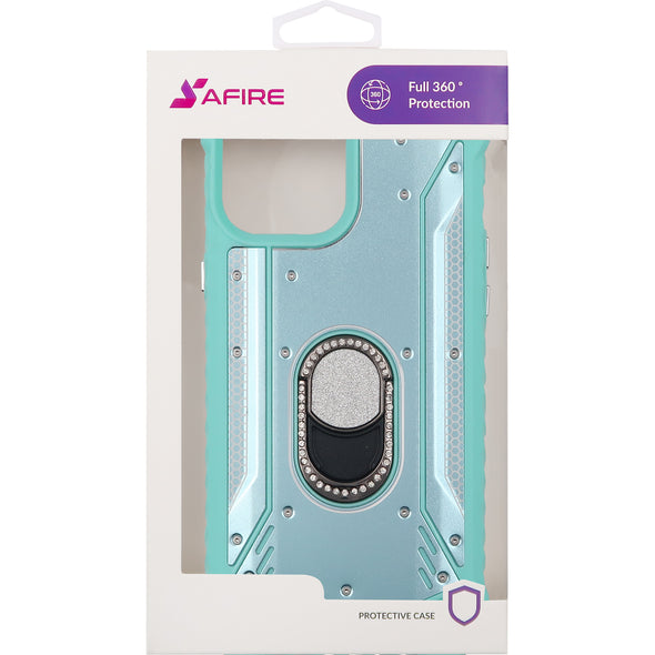 SAFIRE iPhone 12 Pro Max Magnetic Rugged Bling w/ Kickstand Case Teal