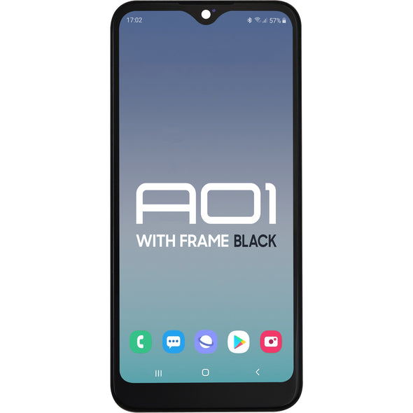 Samsung A01 LCD With Touch + Frame Black (small connector & Bigger digitizer) (TYPE-C FRAME)