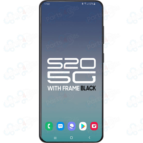 Samsung S20 5G LCD with Touch + Frame Cosmic Black (Not Compatible w/ Verizon 5G UW Model)