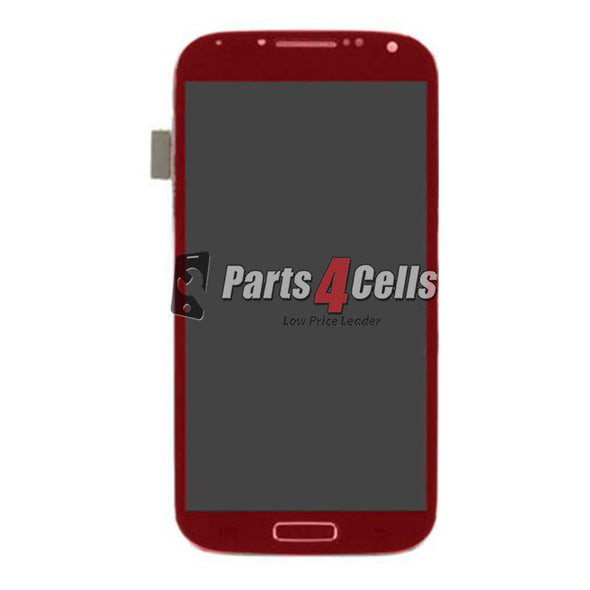 Samsung S4 LCD With Touch + Frame Red AT&T / T-Mobile-Parts4sells
