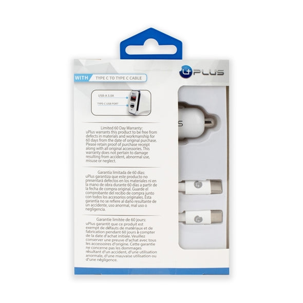 Uplus iPhone Cable Fast Charging Dual Car Charger 3.0A