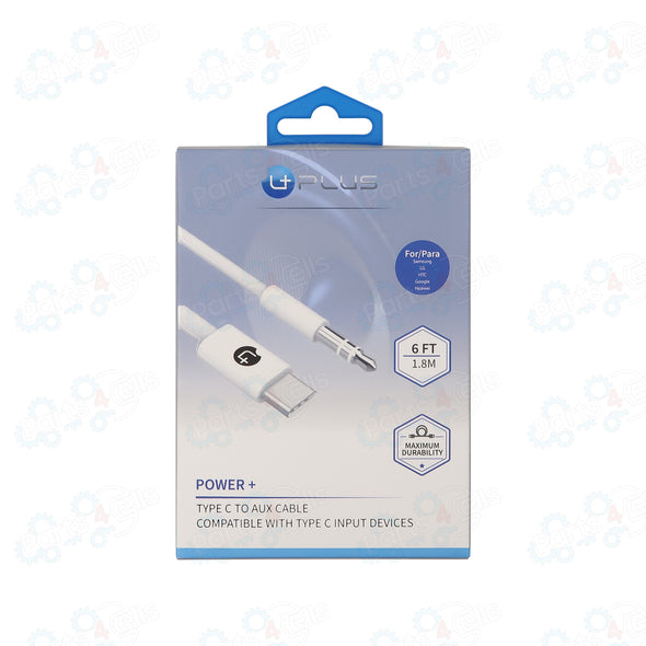 Type C to Aux Power+ 6 Feet Cable White Uplus