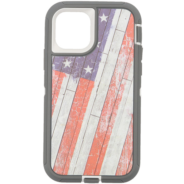 Brilliance HEAVY DUTY iPhone 11 Pro Camo Series Case Wooden American Flag
