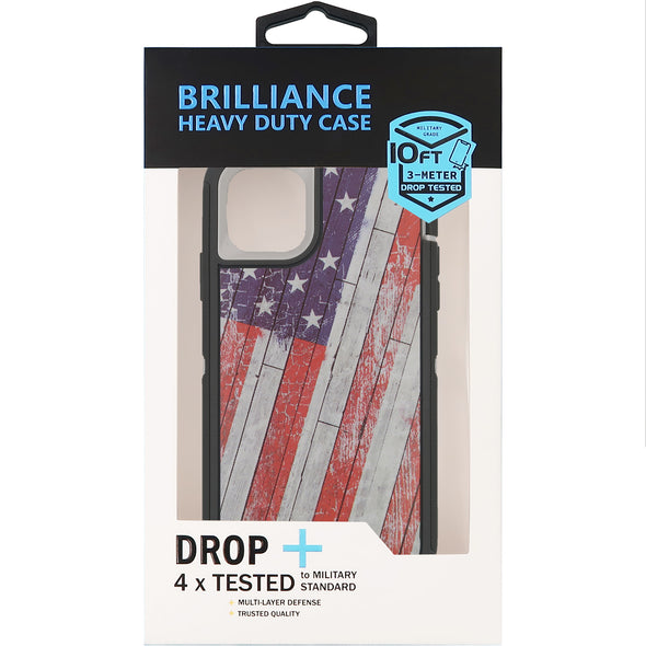 Brilliance HEAVY DUTY iPhone 11 Pro Max Camo Series Case Wooden American Flag