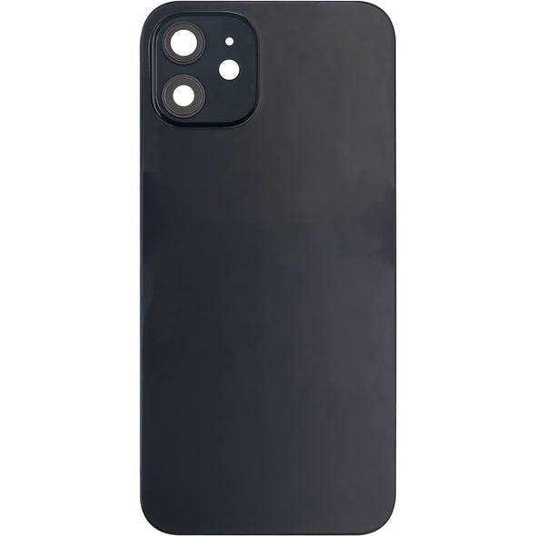 iPhone 12 Back Glass Door w/ Camera Lens Black (No Logo)