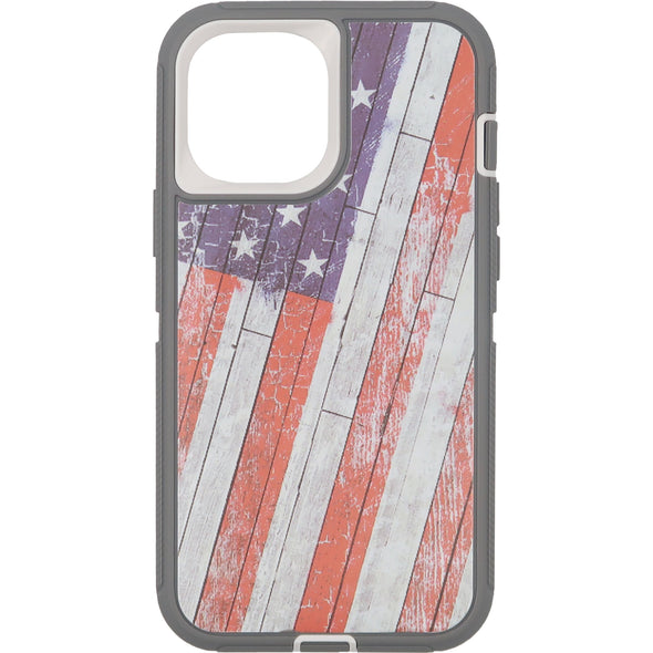Brilliance HEAVY DUTY iPhone 12 Pro Max Camo Series Case Wooden American Flag