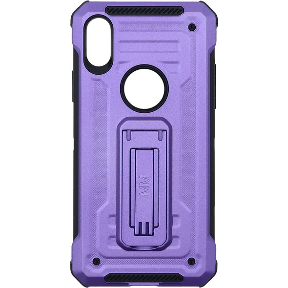 SAFIRE iPhone X / XS Kickstand w/ Tempered Glass Case Purple